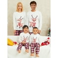 thumbnail image 2 of Sunisery Christmas Family Matching Pajamas Clothes Outfits for Couples Dog Owner Long Sleeve T-Shirt + Plaid Trouser Elk Xmas Pjs, 2 of 7