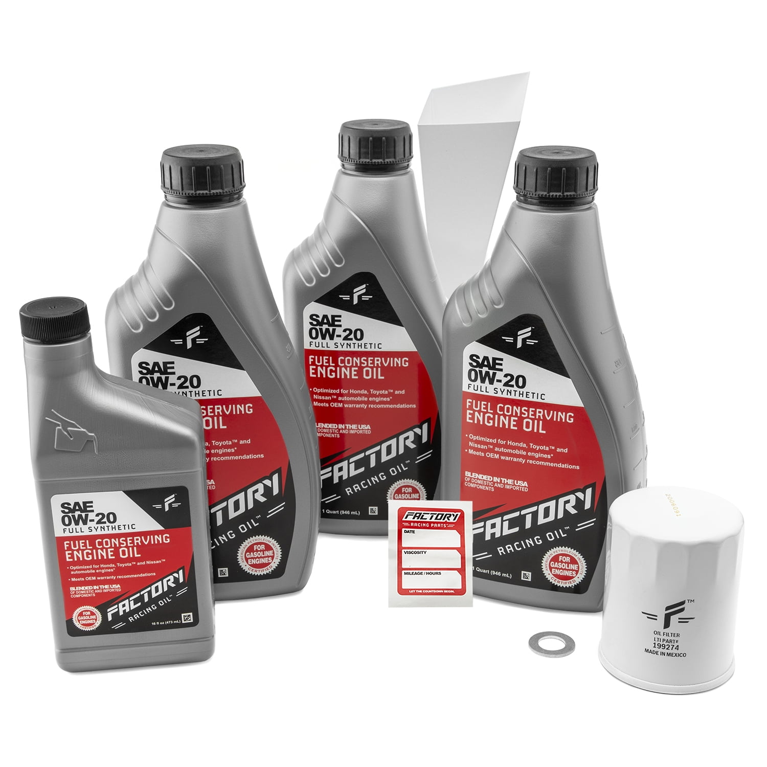 Factory Racing Parts SAE 0W-20 3.5qt Oil Change Kit Fits Honda Auto
