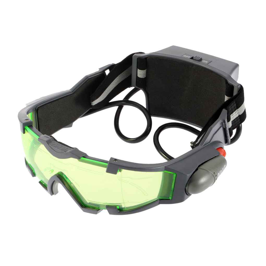 Night Vision Goggles Green Lens Glasses With LED Flip Out Lights Outdoor Tools 