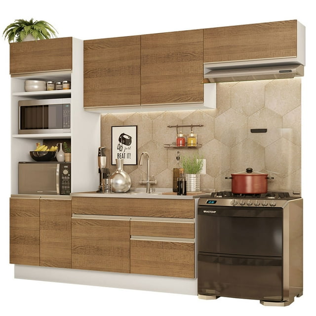 Cocina Integral Completa Madesa Glamy 270cm Blanco/Marrón