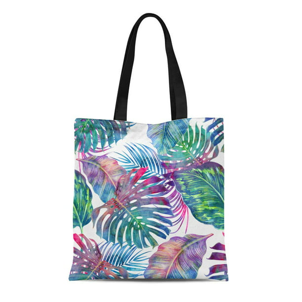 KDAGR Canvas Tote Bag Pattern Tropical Palm Leaves Jungle Monstera Leaf ...