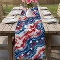 thumbnail image 4 of American Flag Tie-dye Table Runner 48 Inches, Blue Red Ombre Abstract Art Bed Runner Dresser Scarves Tabletop for Indoor Outdoor Parties/Ceremony/Banquet, 13" x 48", 4 of 8