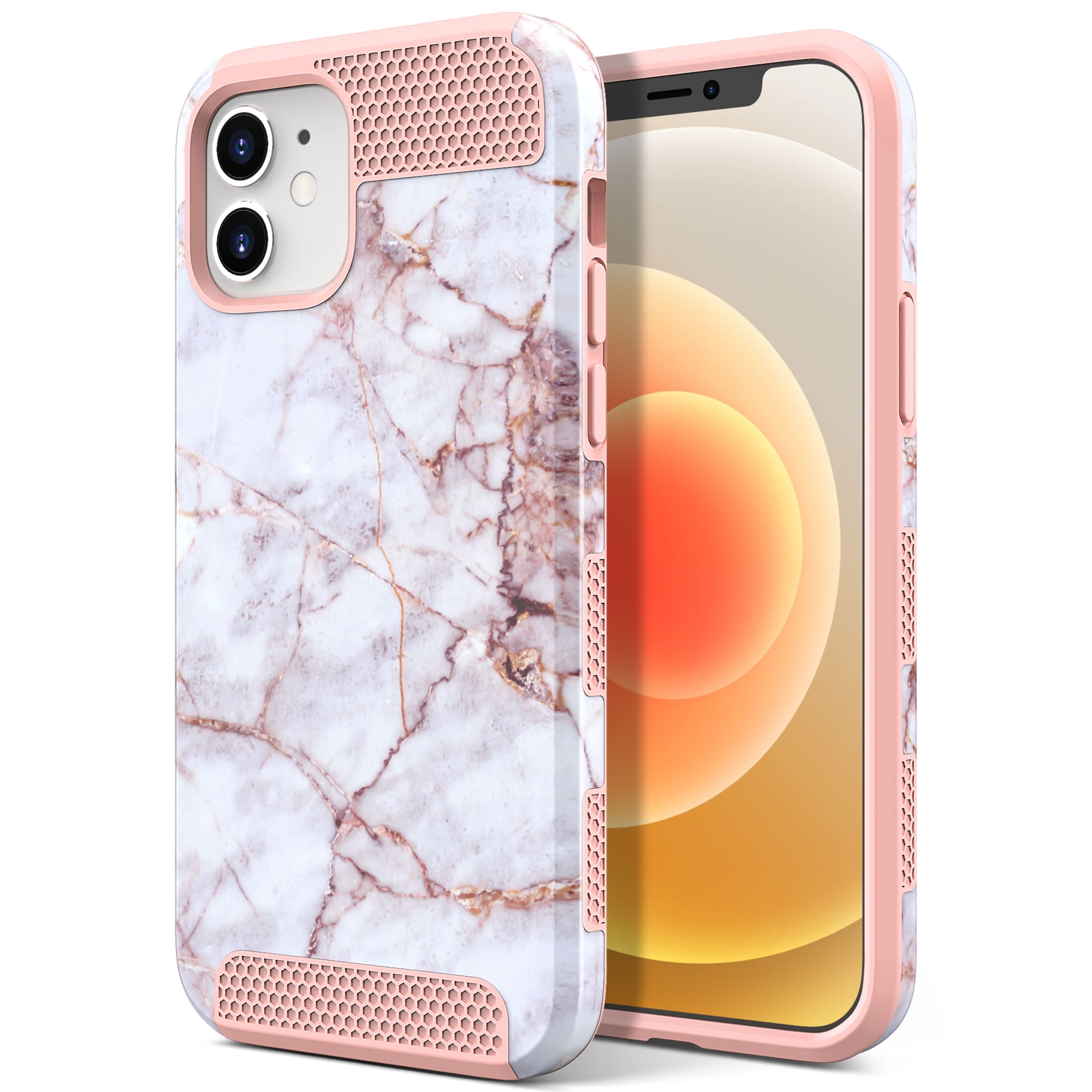 Ulak Phone Case For Iphone 12 Mini For Girls Women Dual Layer Hard Phone Case For Apple Iphone 12 Mini 5 4 Inch Red Marble Walmart Com