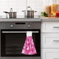 thumbnail image 6 of 2PCS Velcro Hangable Hand Towels Quick-Drying Hanging Kitchen Towels for Kitchen & Bathroom Pink Tie-dye with Butterflies, 6 of 7