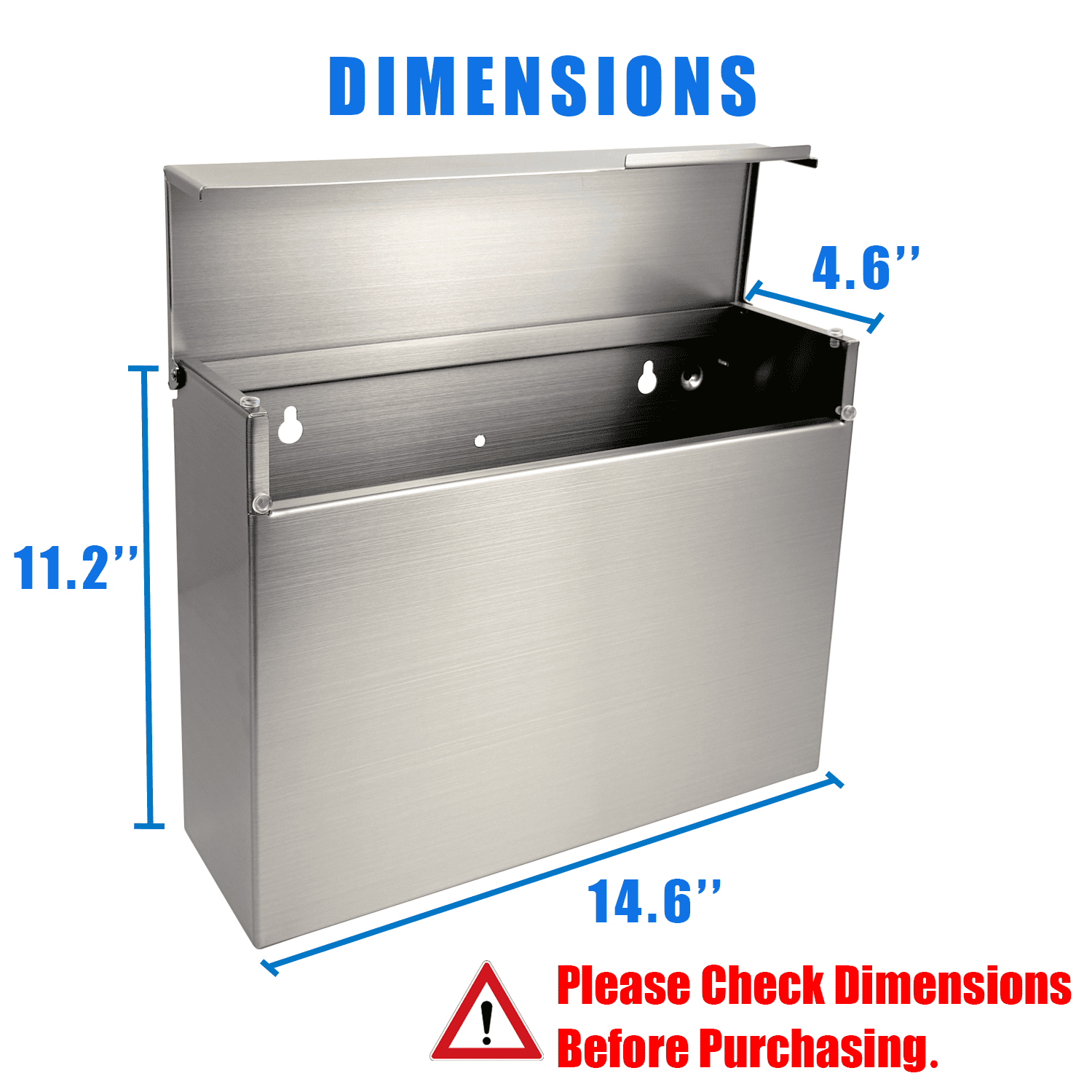 Plugsharge Modern Design Brushed Stainless Steel Mailbox for Walls, Heavy Duty Wall Mounted Mailbox - 14.6'' x 4.6'' x 11.2'' Rust Proof Steel Dropbox with Rainproof Design, Silver