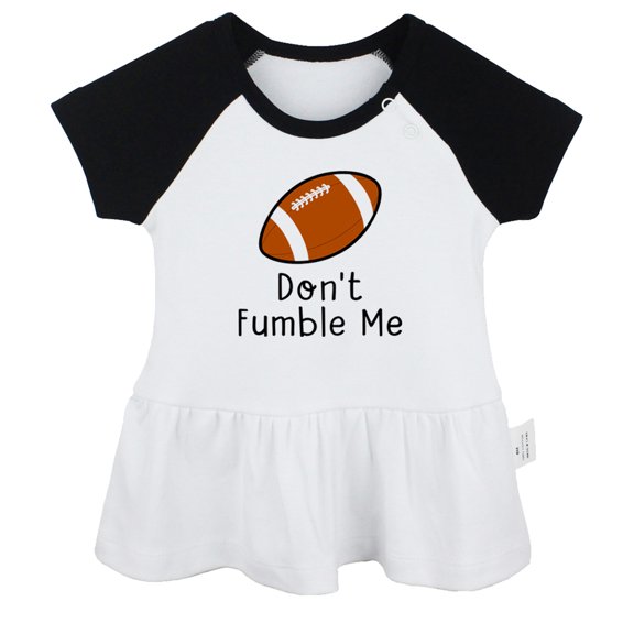 Don't Fumble Me Funny Dresses For Baby, Newborn Babies Skirts, Infant Princess Dress, 0-24M Kids Graphic Clothes (Black Raglan Dresses, 6-12 Months)