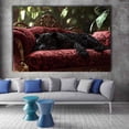 thumbnail image 2 of Mudket Framed Leopard on Red Velvet Sofa Canvas Wall Art, Luxury Cheetah Print Living Room Wall Decor, Trendy Animal Wall Art Ready to Hang - 12"L x 8"W, 2 of 10