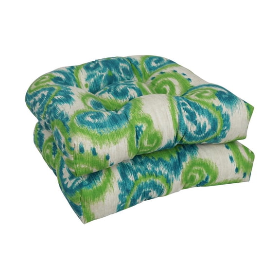 Blazing Needles 93184-2CH-OD-122 19 in. U-Shaped Outddor Dining Chair Cushions, Sorista Teal - Set of 2