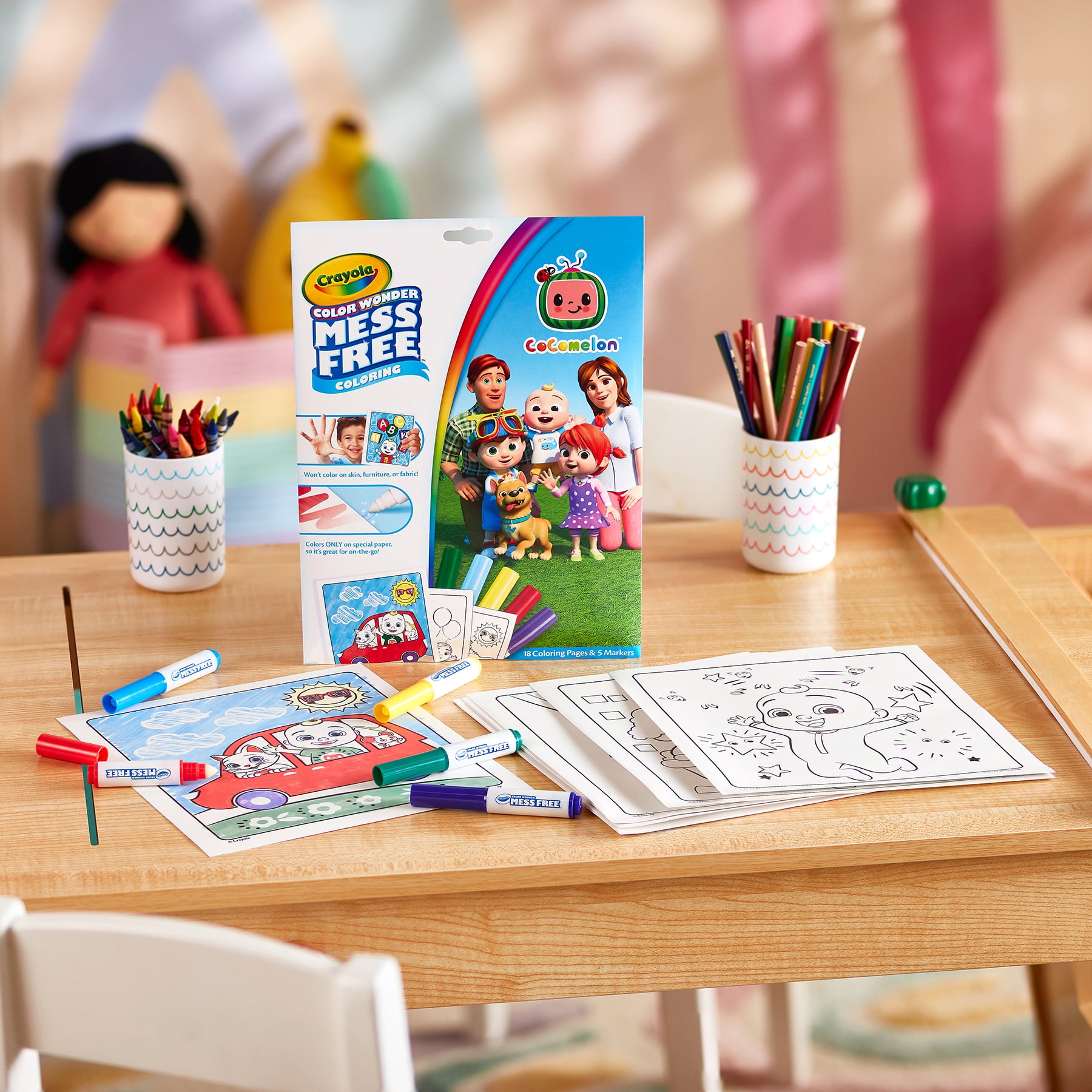Crayola Color Wonder Coloring Pad & Markers, Cocomelon, 2 Sets