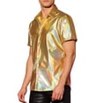 thumbnail image 4 of INSPIRE CHIC Holographic Shirts for Men's Crew Neck Short Sleeves Metallic Tops, 4 of 5