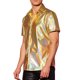 thumbnail image 4 of Camisetas Holográficas INSPIRE CHIC para hombres, cuello redondo, de manga corta, tops metálicos dorados S, 4 of 5