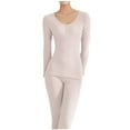 thumbnail image 2 of Clearance Clothes Pitauce Womens Lightweight Thermal Underwear Thin Stretchy Cold Weather Long Johns Base Layer Thermals Top & Bottom, 2 of 4