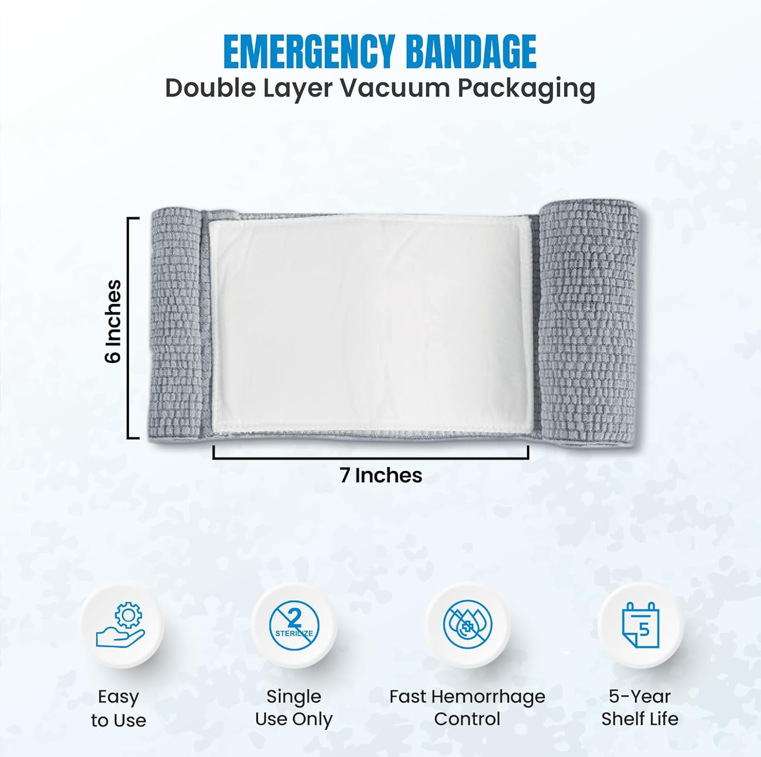 PrimaCare 6" Israeli Emergency Bandage – Compression Trauma Wound Dressing, Sterile Vacuum-Sealed for Bleeding Control - 5 Count
