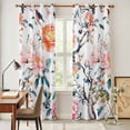 thumbnail image 5 of Kitchen Curtains 84 Inch Length 2 Panels, Floral Blossom Grommets Window Treatment Curtain, Farmhouse Oil Painting Botanical Bird Thermal Curtains Drapes for Living Room/Bathroom, 5 of 9