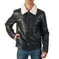 thumbnail image 6 of Alpine Swiss Aaron Mens Trucker Jacket Sherpa Collar Vegan Leather Warm Casual Coat, 6 of 8