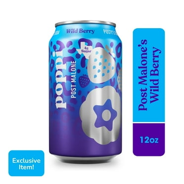 Poppi Wild Berry Post Malone Exclusive Prebiotic Soda Can
