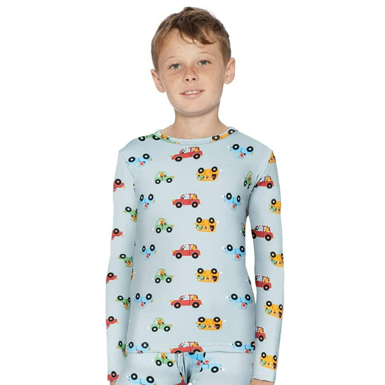Rocky Thermal Underwear Shirt for Kids Base Layer Long Johns for Boys, Cars  Design Medium 