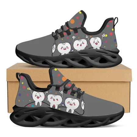 

Cartoon Tooth Design Pattern Sneakers Dentist Print Design Flat Shoes Winter Breathable Comfortable Vulcanized Shoes