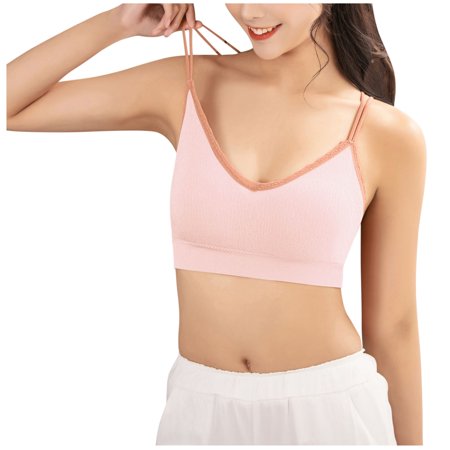 

Moonker Womens Tops Shirts for Women Sleeveless Workout Sports Bra Tank Tee Shirt Top Lace V-Neck One Size Pink