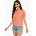 thumbnail image 6 of Women's V Neck Tops Puff Sleeve with Swiss Dot T-Shirts Summer Casual Loose Tshirts, 6 of 7