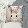 thumbnail image 2 of RUIYC  Easter Pink Bunny Polka Dot Throw Pillow Cover, Rabbit Cushion Case Decoration for Sofa Couch, 2 of 5