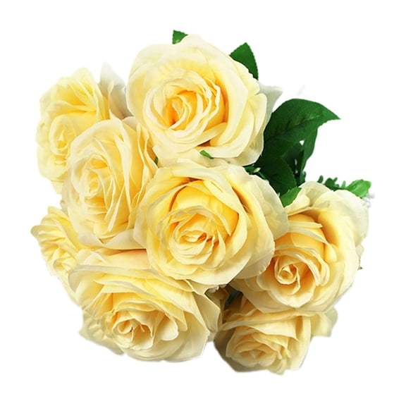 1Bundle Artificial Rose Bouquet Household Imitation Silk Flowers For Wedding Decor (Color6)