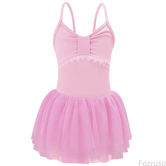Fozruso Girls Floral Dress Girls Ballet Dance Dress Tutu Leotard With Lace Ruffle Skirt Strapless Gymnastics Performance For Toddler Kids Sizes 3-4 Years