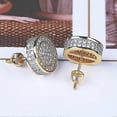 thumbnail image 5 of Aretes Para Hombre Gold Plated 925 Sterling Silver Iced Out CZ Hypoallergenic Round Screw Back Stud Earrings For Men, 5 of 5