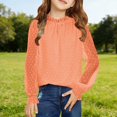 thumbnail image 6 of HIPYLO Thermal Tops for Girls Tops Teens Girls Size 8 Long Sleeve Tops Kids Christmas Shirts Cropped Shirts Toddler Clothes Girls 3t Girls Clothes 18, Orange 11-12 Years, 6 of 7