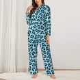 thumbnail image 2 of Pajama Sets for Women 2 Pcs, Blue leopard print Button Down Long Sleeve Sleepwear Lounge PJ Sets, 2 of 6