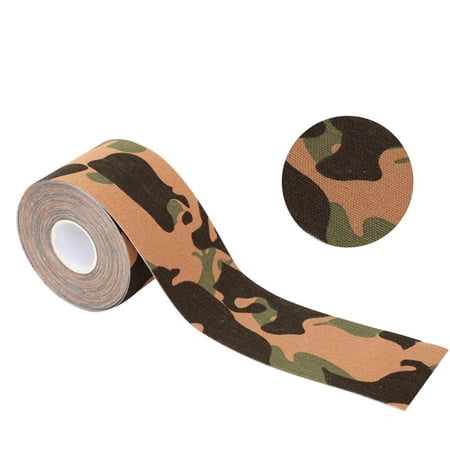 Rulong Kinesiology Tape Sports Tape Green Camouflage Tactical Design Easy Tear No Residue Wrist Ankle Support Latex-Free 0.98 x 196.85