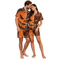 thumbnail image 6 of JULMCOMO Halloween Matching Pajamas for Couples Pumpkin Devil Print Short Sleeve Soft Party Two Piece Sets Loose Fit Holiday Lounge Sets Orange-Men M, 6 of 6