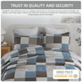 thumbnail image 4 of PANGUSHAN 100% Cotton Queen Quilt Set, Farmhouse Patchwork Queen Size Quilt Bedding Set Bedspreads, Reversible Quilted Lightweight Comforter, Blue/Brown Bed Spread for Queen Bed, 3 Pieces, 4 of 15