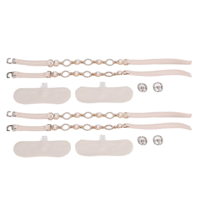 Correas De Tobillo De Tacones Altos Desmontables, Brillantes 2 Pares Elegantes Exquisitas Correas De Tacones Altos Sueltas Elegante Perla De Imitación Para Dama Para Fiesta