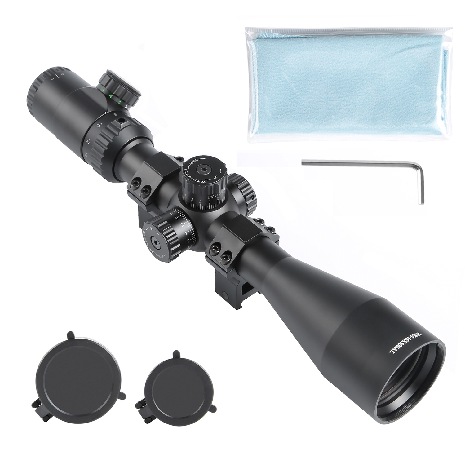 TPO MK 4-16X50 SAL Rifle Scope Red/Green Illuminated Reticle with Scope Rings Sunshade