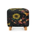 thumbnail image 2 of SCRAWLGOD Sunflower Butterfly Leopard Print Ottoman Cover Square, Stretch Ottoman Slipcover Square Removable Soft Storage Ottomans Foot Rest Cover with Elastic Bottom, 2 of 7