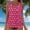 Hot Pink, variant on Women's Crew Neck Printed Bikini Swimsuit, Wireless Padded 2 Piece Bathing Suit for Summer Casual Beach and Vacation Wear Light Blue S