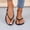Black, variant on Women's Fashionable Faux Leather Flops Sandals Summer Comfortable Flat Thong Slippers Casual Beach Outdoor Travel Versatile Plus Size