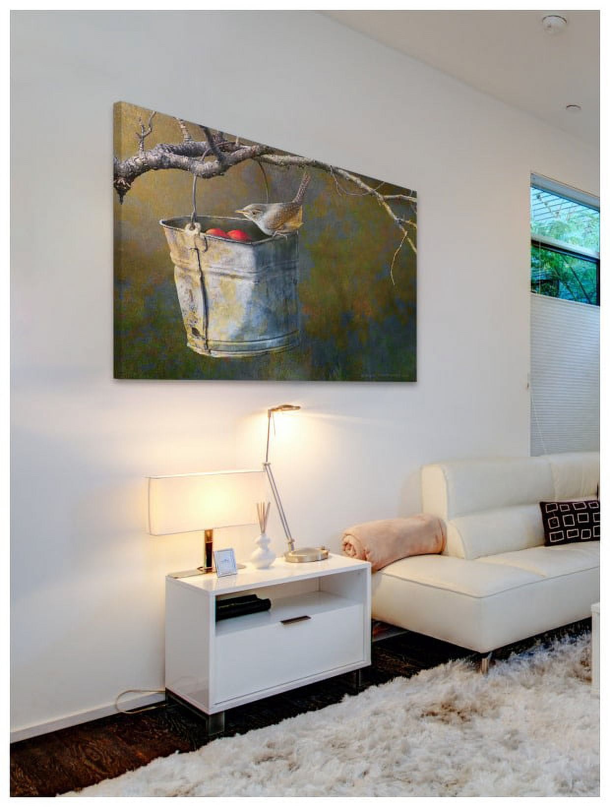 "Apple Bucket Wren" Painting Print on Wrapped Canvas