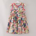 thumbnail image 2 of Toddler Girl Dress Summer Sleeveless Flower Prints Bowknot Princess Dress Cute Flowy Beach Dress,Size 5 Years-6 Years, 2 of 9