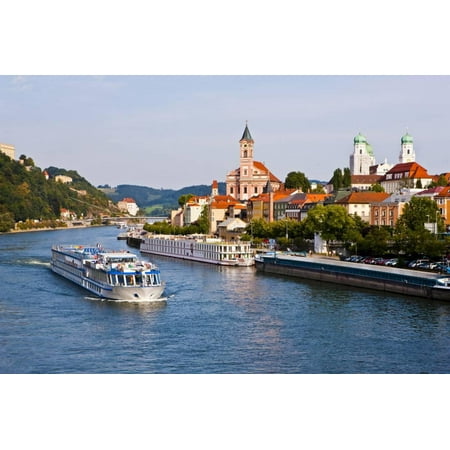 Cruise Ship Passing on the River Danube, Passau, Bavaria, Germany, Europe Print Wall Art By Michael (Best European River Cruise Companies)