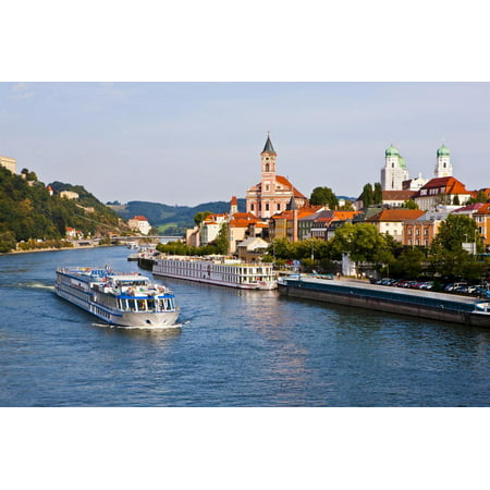 Cruise Ship Passing on the River Danube, Passau, Bavaria, Germany, Europe Print Wall Art By Michael (Best Deals On River Cruises In Europe)