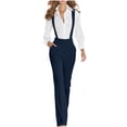 thumbnail image 2 of Frostluinai Women Office Jumpsuit Dress Pant Business Casual Suspenders Straight Leg Suit Pants Solid Baggy Chino Overall with Pocket, 2 of 9