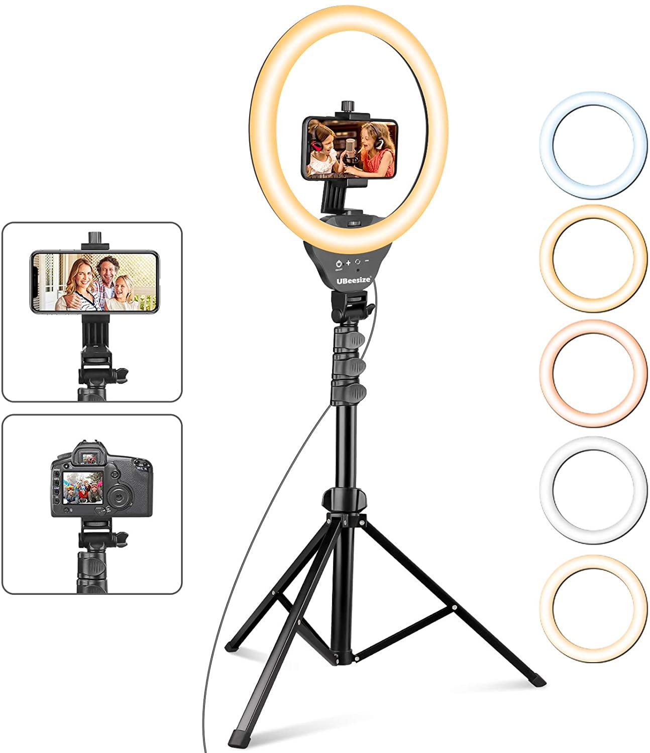 Black UBeesize Selfie Ring Light with Tripod Stand 