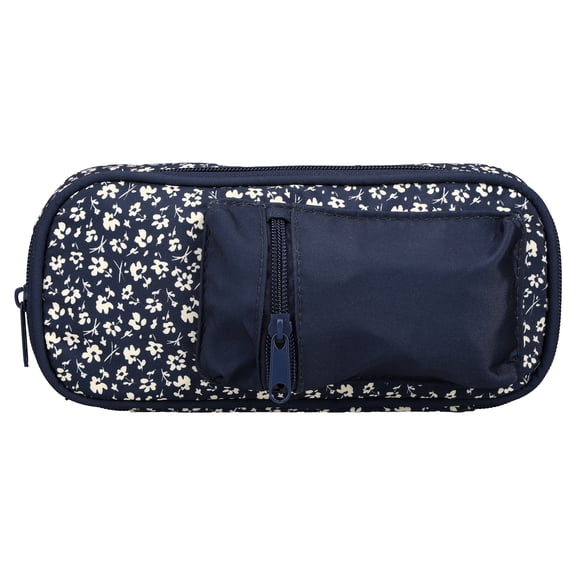 Pen+Gear Floral Pencil Pouch, Blue and White