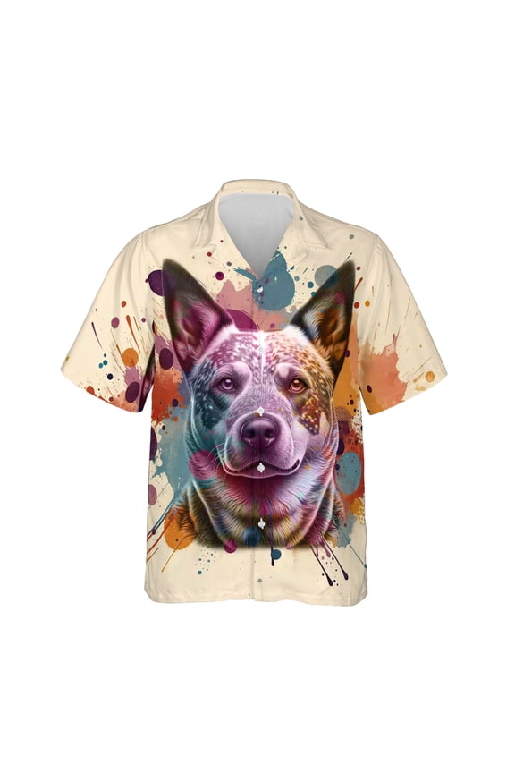 Australian Cattle Dog Portrait Watercolor Vintage Retro Styles Hawaiian Shirt Breathable Summer Unisex Merch Heeler Lover Gifts - 00001