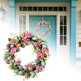 thumbnail image 2 of 15.7 Inch Spring Easter Wreath with Eggs and Flowers - Artificial Flower Wreath for Front Door Decor, Easter Summer Farmhouse Holiday Wall, Home Window, and Indoor Outdoor Display (Pink), 2 of 9