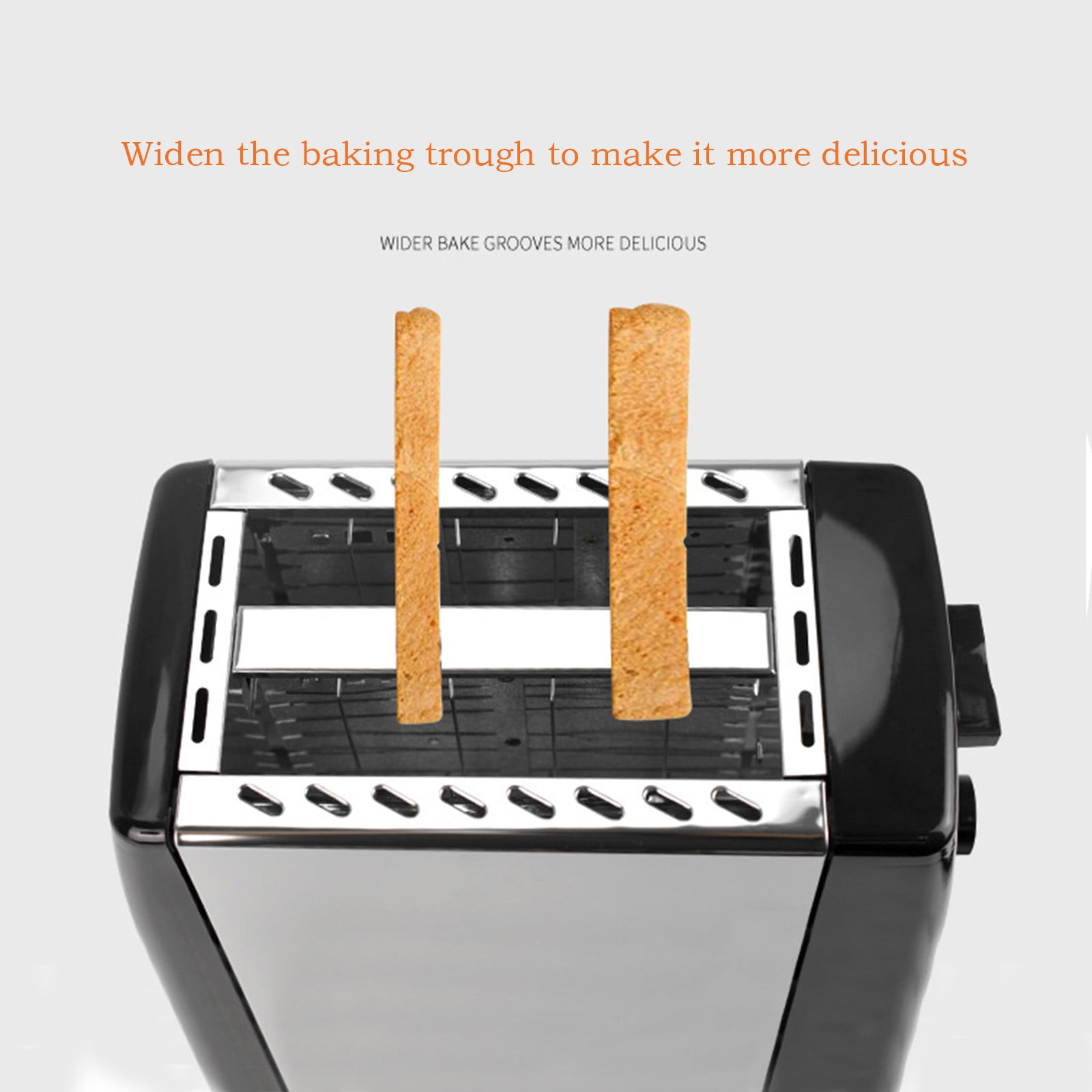 Kokovifyves Home and Kitchen Clearance Extended Double Sided Heated Toaster 2 Slices Wide Slot 800W Multifunction Toaster with Removable Crumb Tray 7 Bread Level Settings