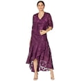 thumbnail image 2 of Alex Evenings Womens Tea Length Printed Chiffon Dress with Shawl, Plum, 12, 2 of 2