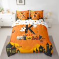 thumbnail image 4 of Homewish Cute Halloween Ghost 7-Piece Twin Bedding,Spooky Castle Initial K Pattern Bedding Comforter Set,Halloween Reversible, 4 of 8